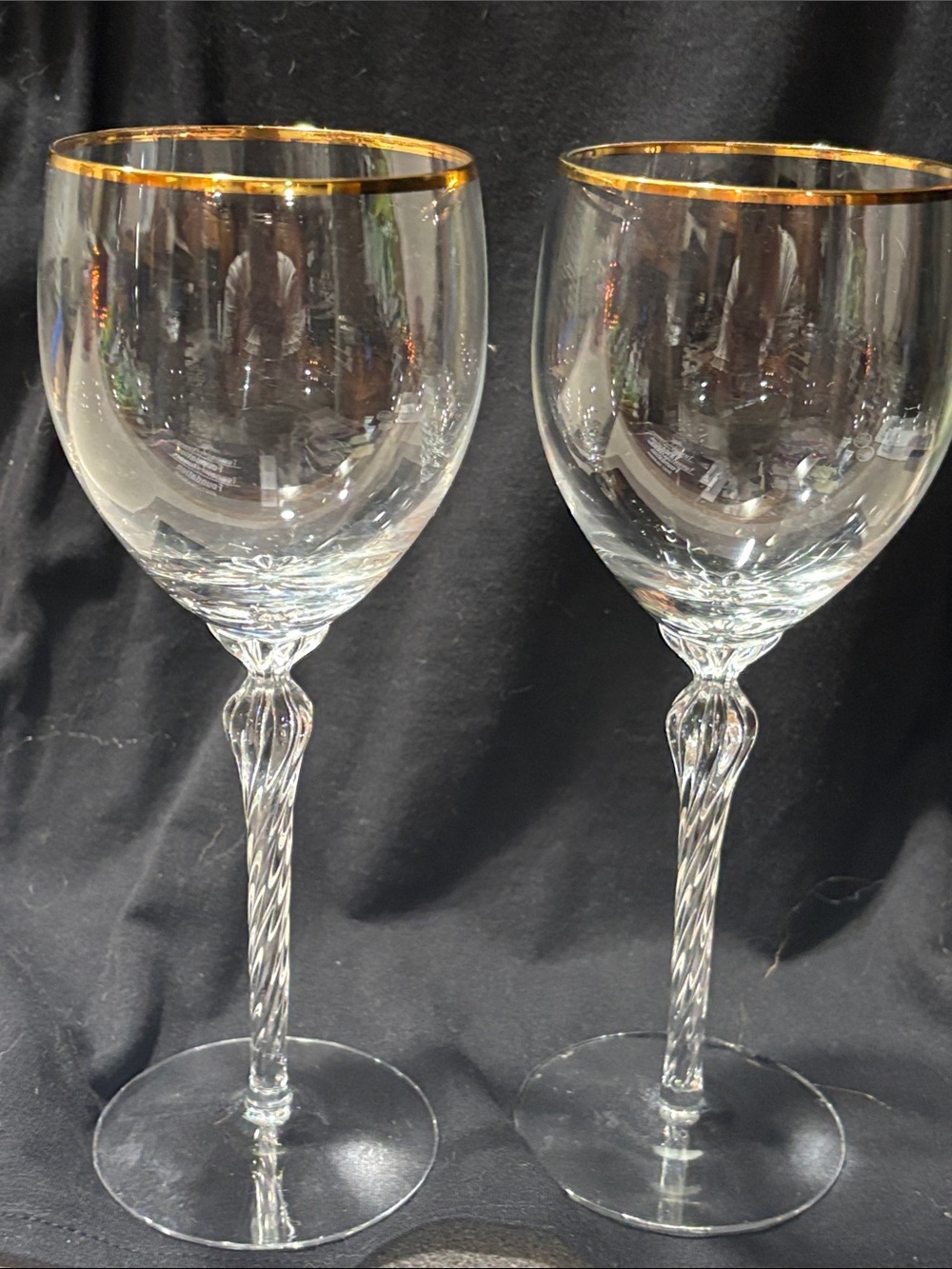 Vintage Lenox Monroe Elegant Gold-Rim Crystal Wine Gflasses- Set of 2